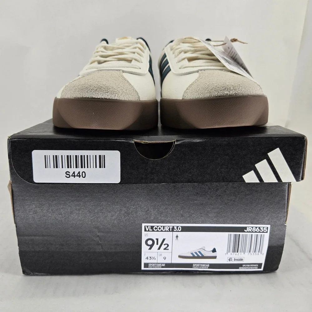 Adidas VL Court 3.0 Mens Sneakers White Teal Gum JR8635 Size 9.5 New in Box - Picture 3 of 16